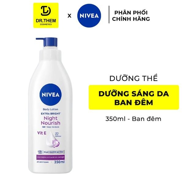 Sữa Dưỡng Thể Nivea Extral White Dưỡng Sáng Mịn Da Ban Đêm 350ml - Dr Thêm