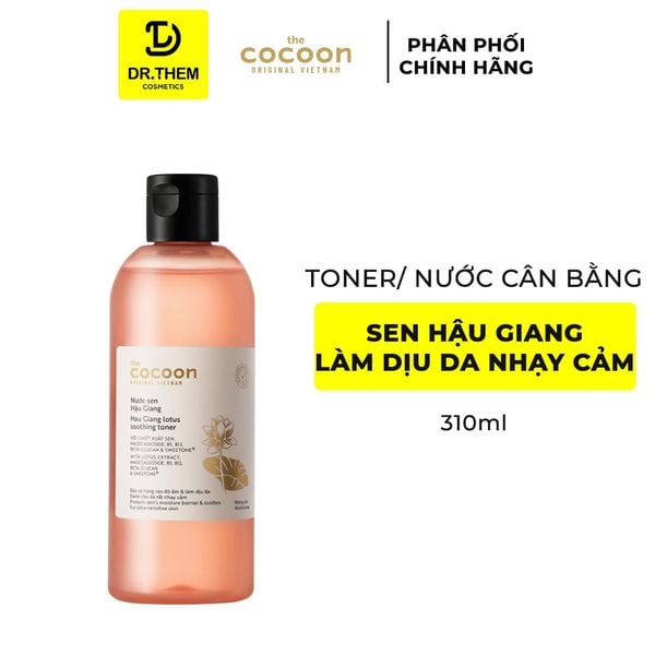 Nước Sen Hậu Giang Cocoon Phục Hồi Da Rất nhạy cảm 310ml - Dr Thêm