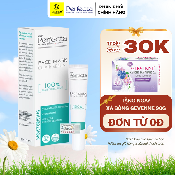 Tinh Chất Lô Hội Tái Tạo Liền Sẹo Perfecta Face Mask Elixir Serum 100% Aloe Vera Juice 15ml