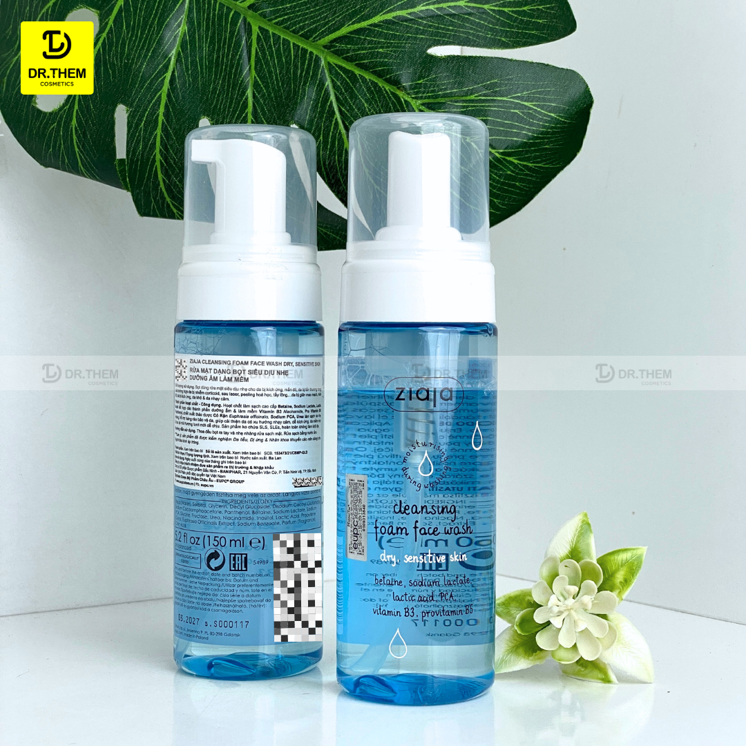 Rửa Mặt Dạng Bọt Siêu Dịu Nhẹ Dưỡng Ẩm Làm Mềm Ziaja Cleansing Foam Face Wash Dry, Sensitive Skin 150ml 6
