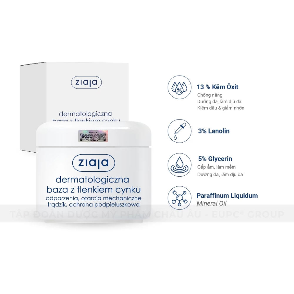 Kem Kẽm Oxit Ziaja Dermatological Base With Zinc Oxide 80g 5