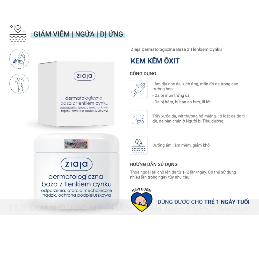 Kem Kẽm Oxit Ziaja Dermatological Base With Zinc Oxide 80g 6