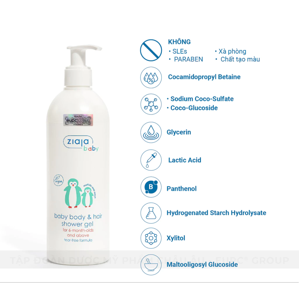 Gel Tắm Gội 2in1 Cho Trẻ Từ 6 Tháng Tuổi Ziaja Baby Baby Body & Hair Shower Gel 400ml 5