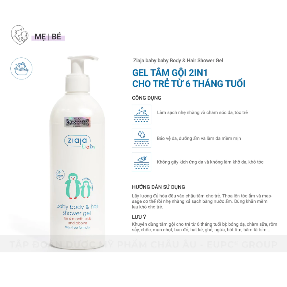 Gel Tắm Gội 2in1 Cho Trẻ Từ 6 Tháng Tuổi Ziaja Baby Baby Body & Hair Shower Gel 400ml 4