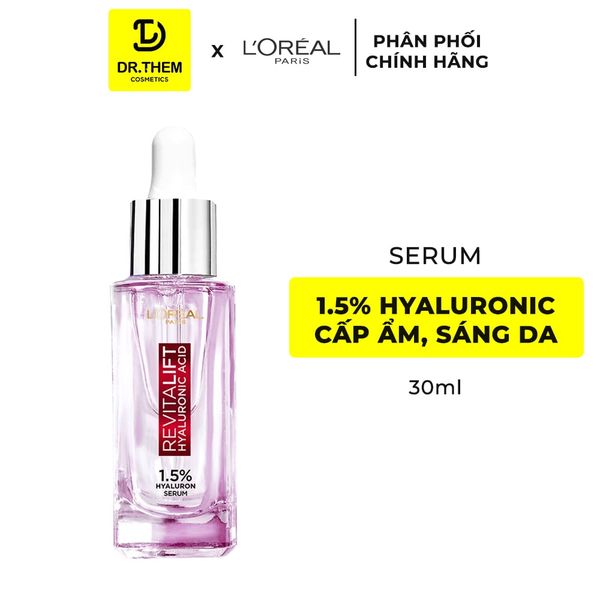 Serum Dưỡng L'Oreal Paris Revitalift 1.5% Hyaluronic Acid Cấp Ẩm Tức Thì, Làm Giảm Nếp Nhăn, Căng Mướt Da 30ml