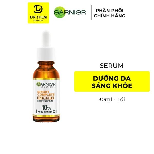 Serum Garnier Bright Complete 10% Pure Vitamin C Night Serum Tăng Cường Sáng Da Mờ Thâm Ban Đêm 30ml