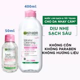  Nước Làm Sạch Và Tẩy Trang  Garnier Micellar Cleansing Water Dành Cho Mọi Loại Da 50ml/ 400ml 
