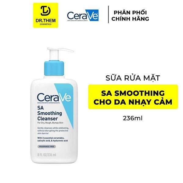 Sữa Rửa Mặt CeraVe SA Smoothing Cleanser Làm Sạch & Tẩy Tế Bào Chết Dịu Nhẹ 236ml