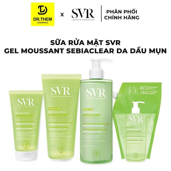 Gel Rửa Mặt SVR Sebiaclear Gel Moussant Không Chứa Xà Phòng Cho Da Dầu 55ml/ 200ml/ 400ml