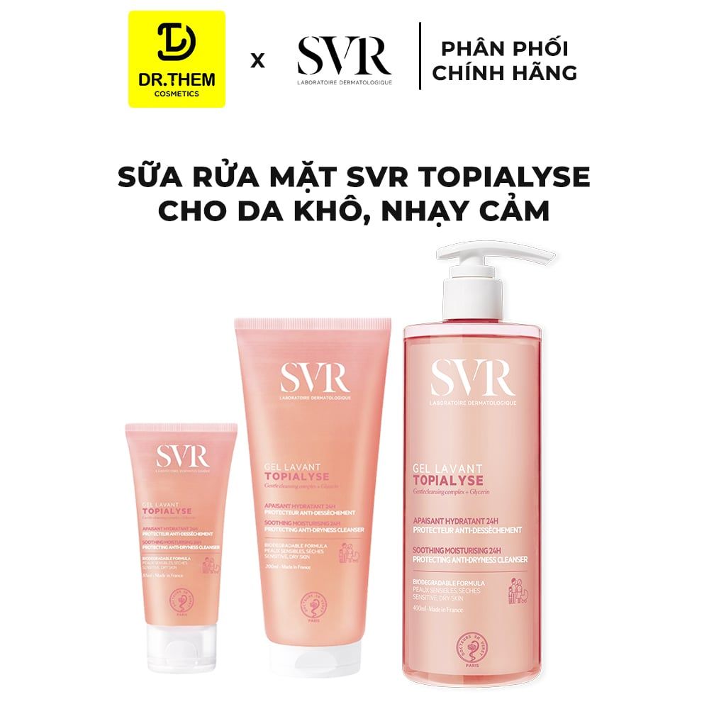  Gel Rửa Mặt SVR Topialyse Gel Lavant Không Xà Phòng Cho Da Khô, Nhạy Cảm 55ml/ 200ml/ 400ml 