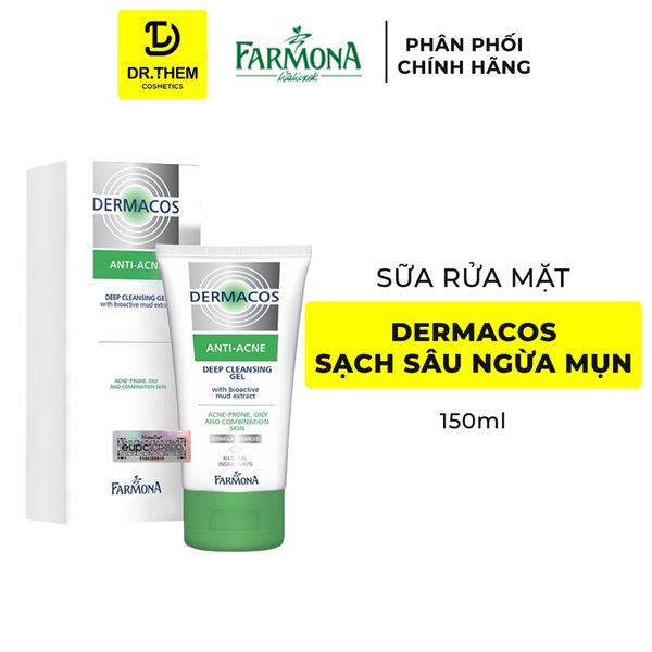 Sữa Rửa Mặt Farmona Dermacos Anti Acne Deep Cleansing Gel Làm Sạch Sâu Ngừa Mụn Cho Da Dầu 150ml