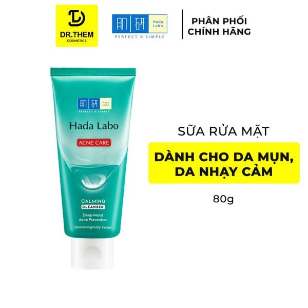 Sữa Rửa Mặt Hada Labo Acne Care Calming Cleanser 80g - Kem Rửa Mặt Cho Da Dầu Mụn, Da Nhạy Cảm, Ngừa Mụn