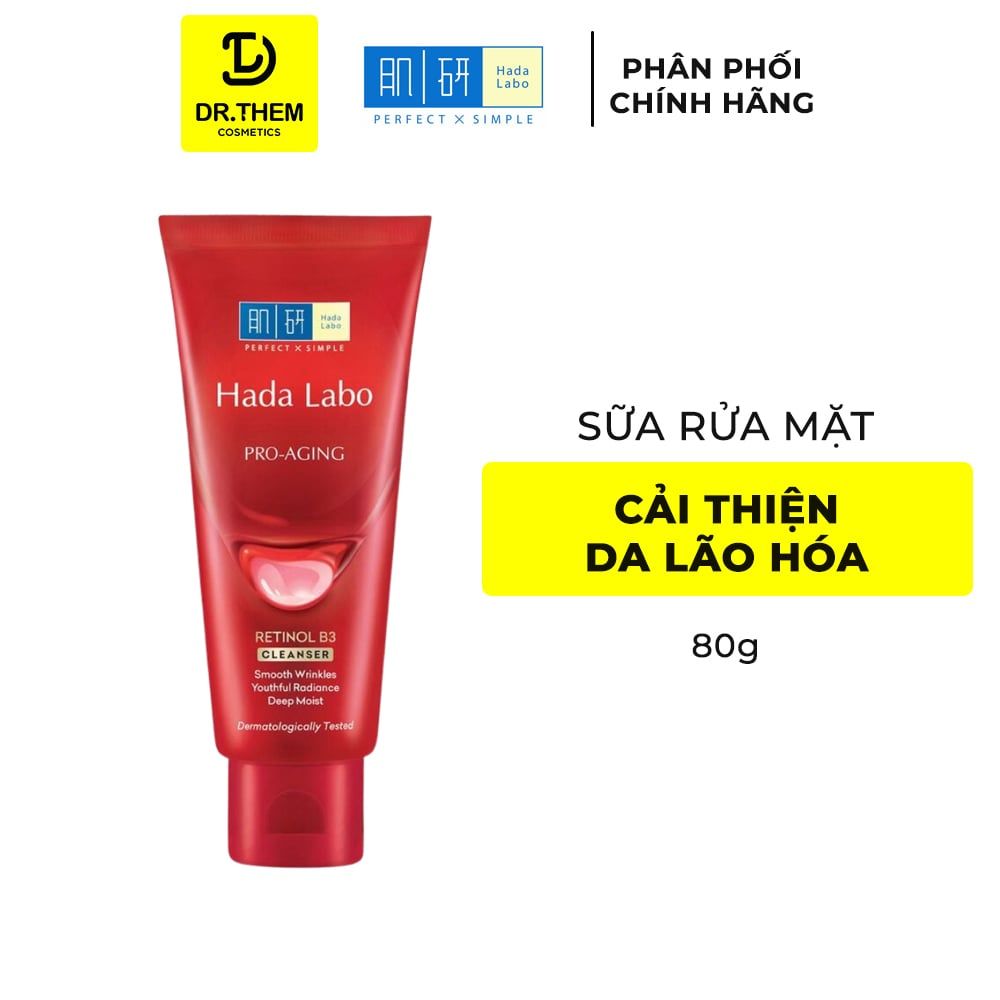 Sữa Rửa Mặt Hada Labo Pro-Aging Retinol B3 Cleanser 80g - Kem Rửa Mặt Chống Lão Hóa, Mờ Nếp Nhăn Sau 7 Ngày 