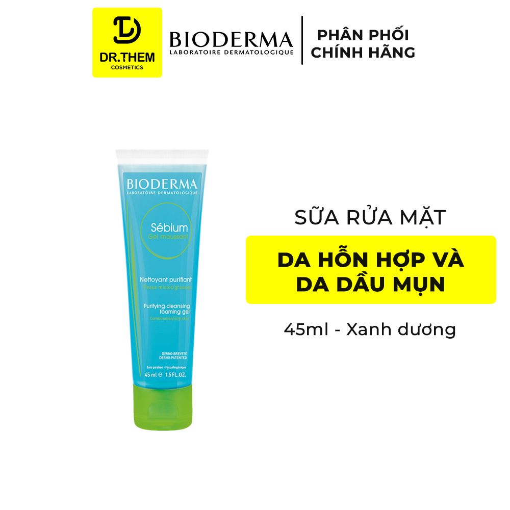  Sữa Rửa Mặt Tạo Bọt, Cho Da Hôn Hợp Và Da Dầu Mụn Bioderma Sebium Gel Moussant Gel 
