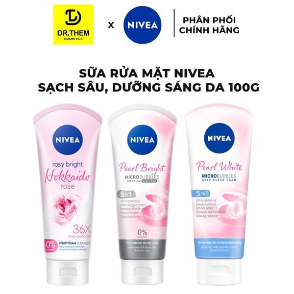 Sữa Rửa Mặt Nivea Pearl Bright/ Hokkaido Sạch Sâu, Dưỡng Sáng Da Dành Cho Nữ 100g