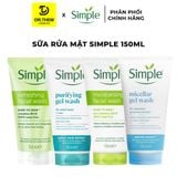  Sữa Rửa Mặt Simple Refreshing Gel Wash - Sạch Thoáng Dịu Nhẹ Cho Da Dầu Mụn, Nhạy Cảm 150ml 