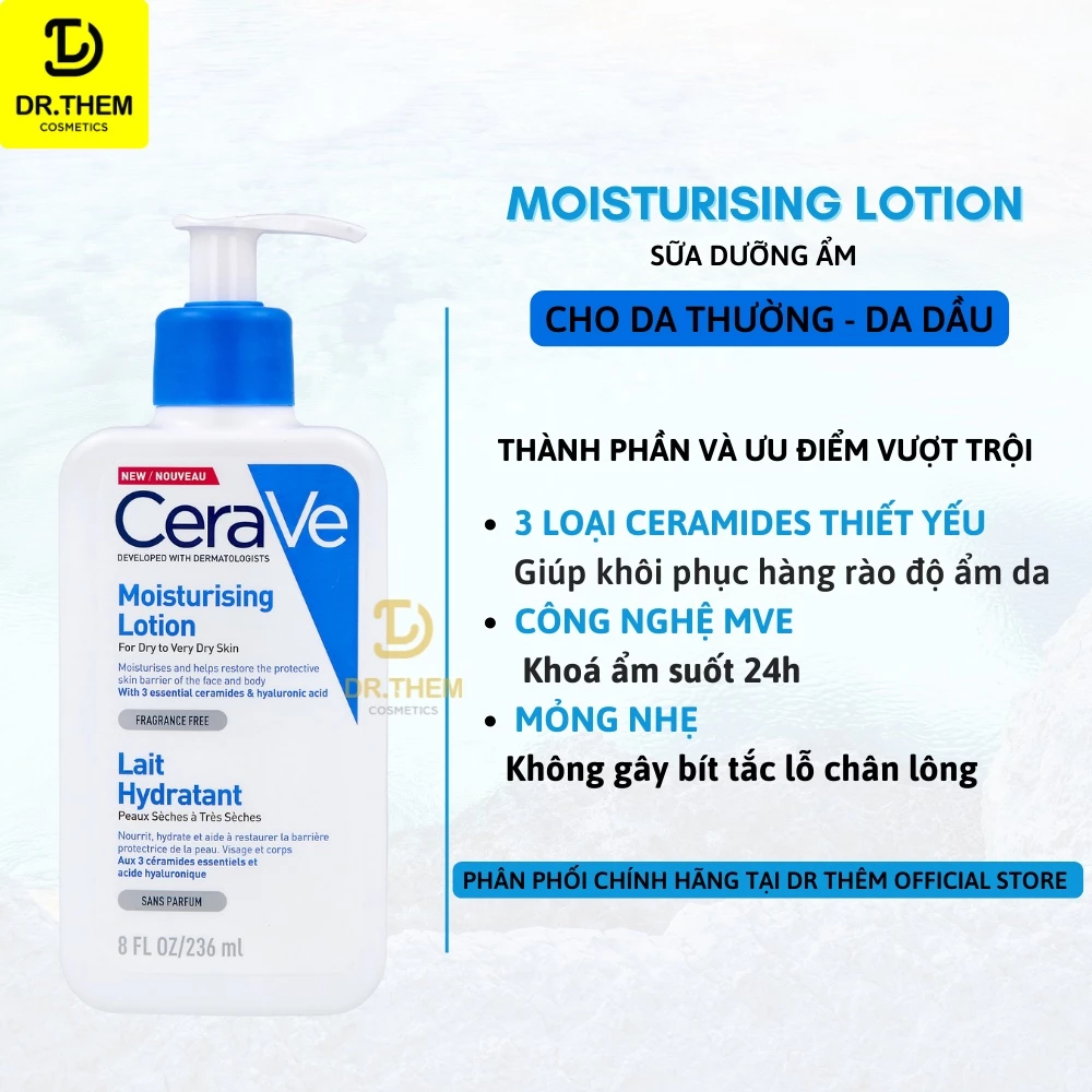  Sữa Dưỡng Ẩm CeraVe Dành Cho Da Khô CeraVe Moisturising Lotion 88ml – 236ml – 473ml 