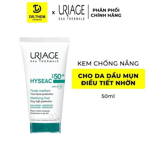 Sữa Chống Nắng Uriage Hyseac Fluide SPF50+ Kiềm Dầu Cho Da Dầu Mụn, Hỗn Hợp 50ml