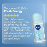  Lăn Ngăn Mùi Nivea Fresh Energy Tươi Mát Sức Sống 50ml - Ngăn Mùi 72H, Chiết Xuất Sả, Khô Thoáng, Không Cồn 