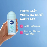  Lăn Ngăn Mùi Nivea Fresh Energy Tươi Mát Sức Sống 50ml - Ngăn Mùi 72H, Chiết Xuất Sả, Khô Thoáng, Không Cồn 