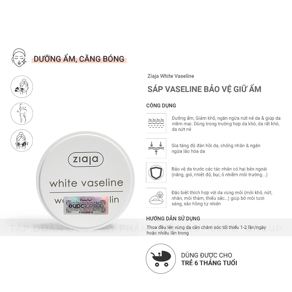 Sáp Dưỡng Môi Ziaja White Vaseline Dưỡng Ẩm Môi, Giảm Khô, Nứt Nẻ 30ml 3