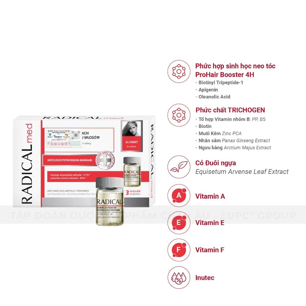 Tinh Chất Farmona Radical Med Anti Hair Loss Ampoule Treatment Giúp Ngừa Rụng Tóc Nữ 3x5ml
