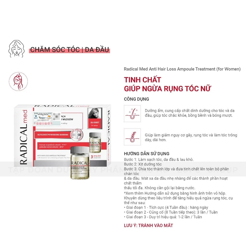 Tinh Chất Farmona Radical Med Anti Hair Loss Ampoule Treatment Giúp Ngừa Rụng Tóc Nữ 3x5ml 3