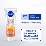  Serum  Dưỡng Thể Nivea Vitamin C&E Sáng Mượt Da 170ml - Dưỡng Sáng, Căng Mọng Sau 7 Ngày, Glutathione 