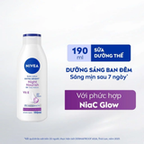  Sữa Dưỡng Thể Nivea Extra Bright Dưỡng Sáng & Phục Hồi Ban Đêm 190ml - NiaC Glow Active, Sáng Mịn Sau 7 Ngày (98925) 