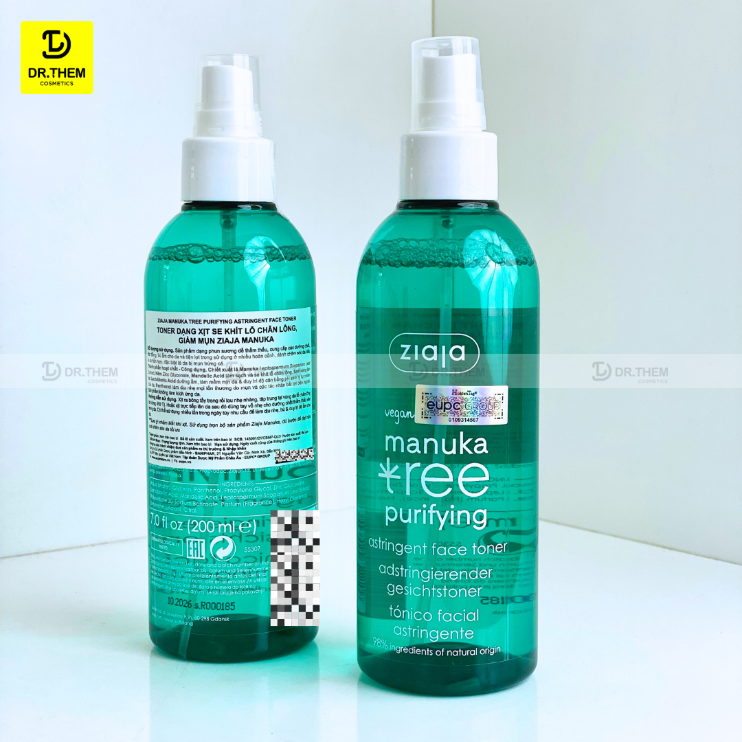  Toner Xịt Dưỡng Se Khít Lỗ Chân Lông Ziaja Manuka Tree Purifying Astringent Face 200ml 
