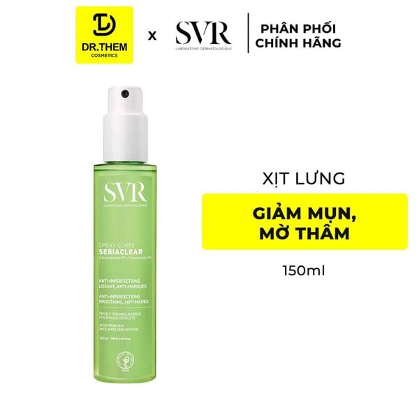 Xịt Giảm Mụn Lưng Và Cơ Thể, Hỗ Trợ Mờ Thâm SVR Sebiaclear Spray Corps 150ml