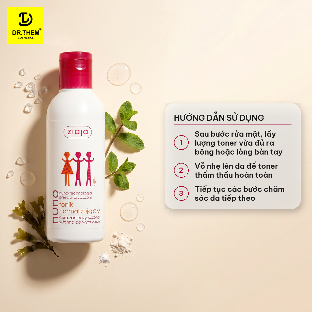 Toner Ziaja Nuno – Nước Cân Bằng Cho Da Dầu Mụn 200ml, Không Gây Kích Ứng 3