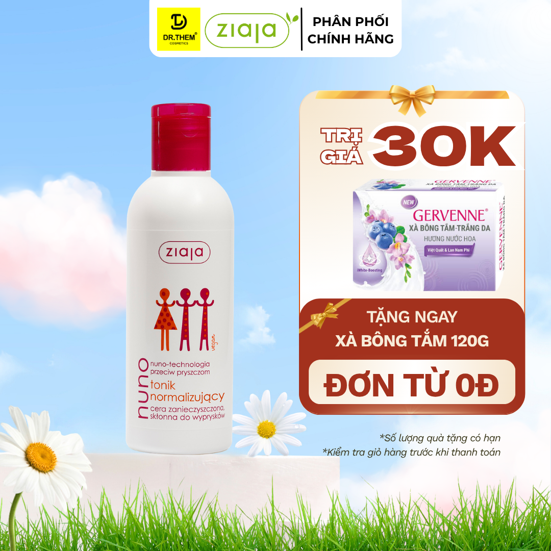Toner Ziaja Nuno – Nước Cân Bằng Cho Da Dầu Mụn 200ml, Không Gây Kích Ứng