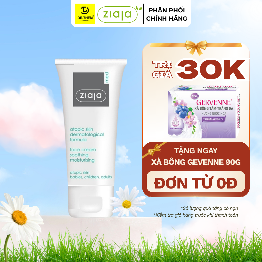 Kem Dưỡng Dịu Nhẹ Dưỡng Ẩm 5% Urê Ziaja Med Atopic Skin Dermatological Formula Face Cream 50ml