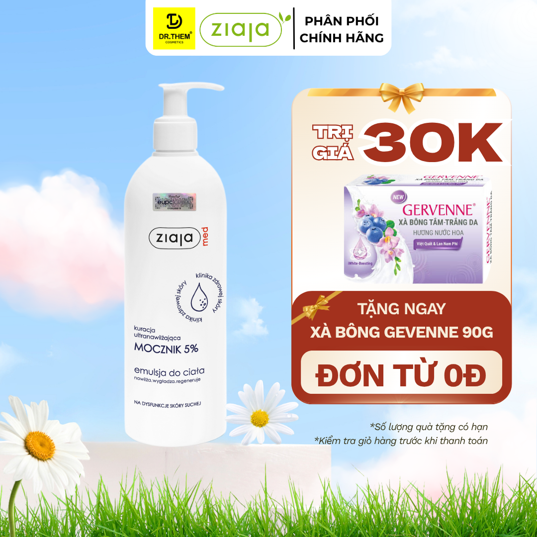 Nhũ Tương Dưỡng Ẩm Toàn Thân Mềm Mượt Ziaja Med Mocznik 5% Urê Làm Mềm Và Tái Tạo Da 400ml