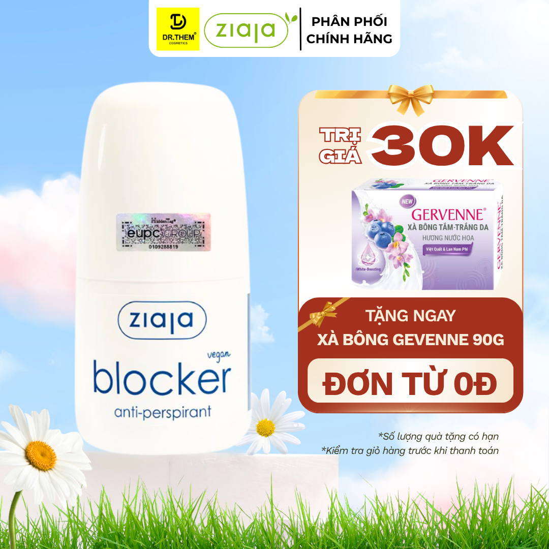 Lăn Khử Mùi Ziaja Blocker Kiểm Soát Mồ Hôi Vùng Nách, Thấm Nhanh, Không Để Lại Vệt Trên Áo 60ml
