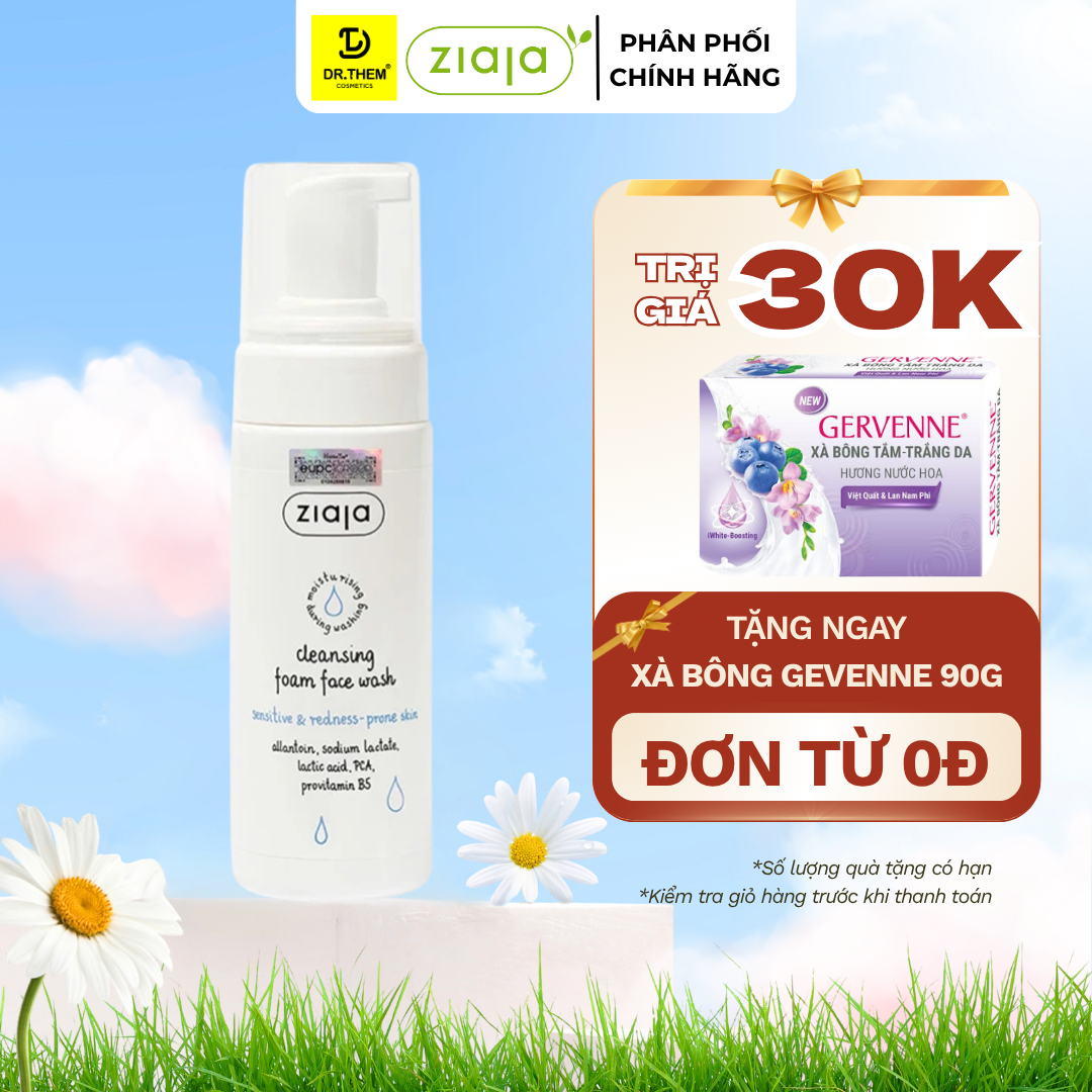 Rửa Mặt Dạng Bọt Siêu Dịu Nhẹ Ngừa Mẩn Đỏ Ziaja Cleansing Foam Face Wash Sensitive & Redness-prone Skin 150ml