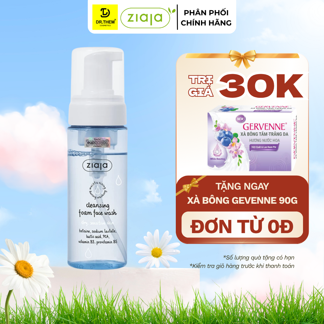 Rửa Mặt Dạng Bọt Siêu Dịu Nhẹ Dưỡng Ẩm Làm Mềm Ziaja Cleansing Foam Face Wash Dry, Sensitive Skin 150ml