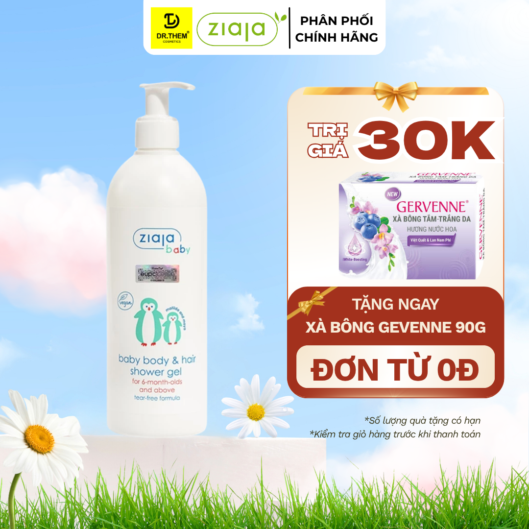 Gel Tắm Gội 2in1 Cho Trẻ Từ 6 Tháng Tuổi Ziaja Baby Baby Body & Hair Shower Gel 400ml
