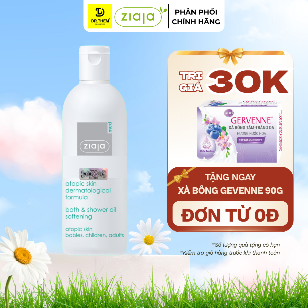 Dầu Tắm Mềm Mịn Da Ziaja Med Atopic Skin Dermatological Formula Bath & Shower Oil Softening 270ml