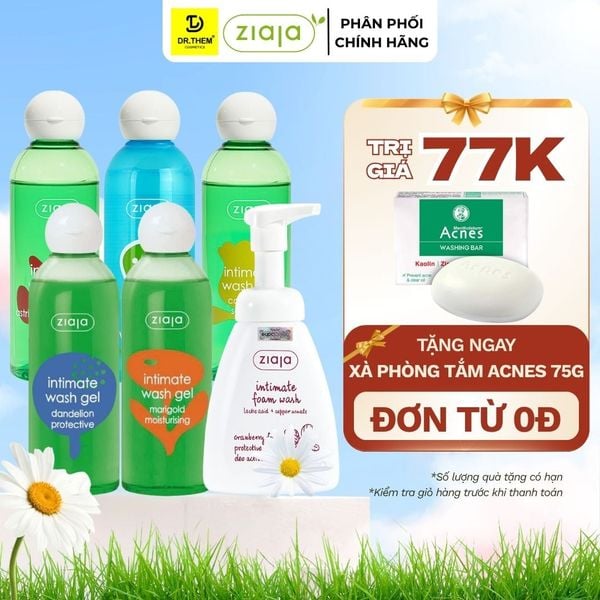 Dung Dịch Vệ Sinh Ziaja Intimate Hoa Lan Chuông/Vỏ Sồi /Cúc La Mã/ Cúc Vạn Thọ/ Bồ Công Anh/ Tạo Bọt 200ml/ 230ml/ 500ml