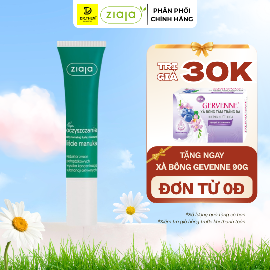 Kem Chấm Điểm Ngừa Mụn Ziaja Oczyszczanie Liscie Manuka Reduktor Zmian Potradzikowych Wysoka Koncentracja Substancji Aktywnych 15ml