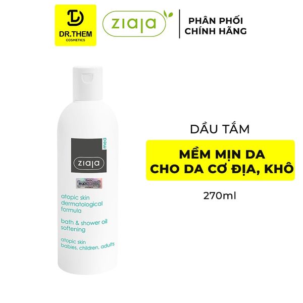 Dầu Tắm Mềm Mịn Da Ziaja Med Atopic Skin Dermatological Formula Bath & Shower Oil Softening 270ml