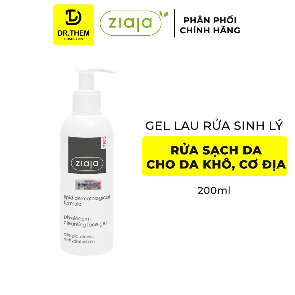 Gel Lau Rửa Da Sinh Lý Ziaja Med Lipid Dermatological Formula Physioderm Cleansing Face Gel 200ml 2
