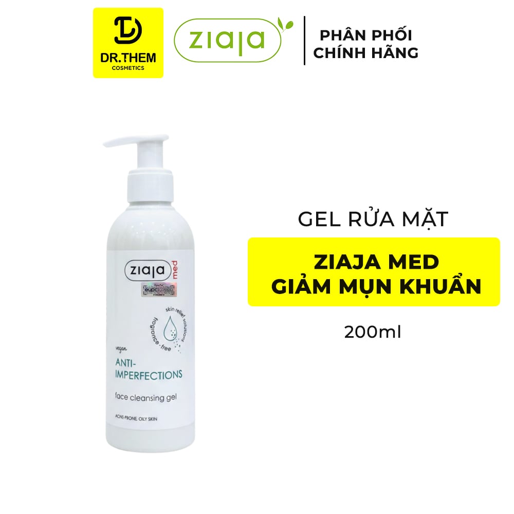 Sữa Rửa Mặt Giảm Mụn Ngừa Khuẩn Ziaja Med Anti-imperfections Dermatological Formula Cleansing Gel 200ml 2