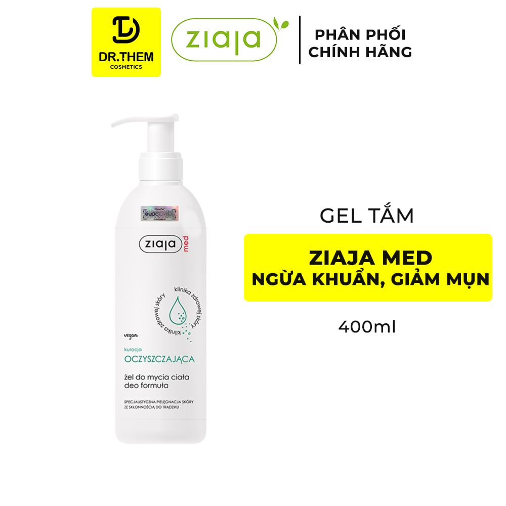 Gel Tắm Ngừa Khuẩn Nấm Ziaja Med Kuracja Oczyszczajaca Zel Do Mycia Ciala Deo Formula 400ml 2