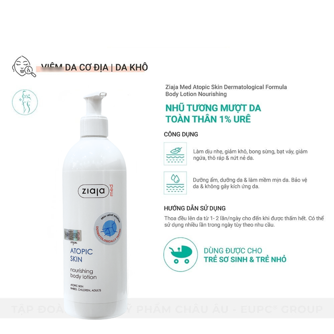 Nhũ Tương Mượt Da Toàn Thân 1% Urê Ziaja Med Atopic Skin Dermatological Formula Body Lotion Nourishing 400ml 7