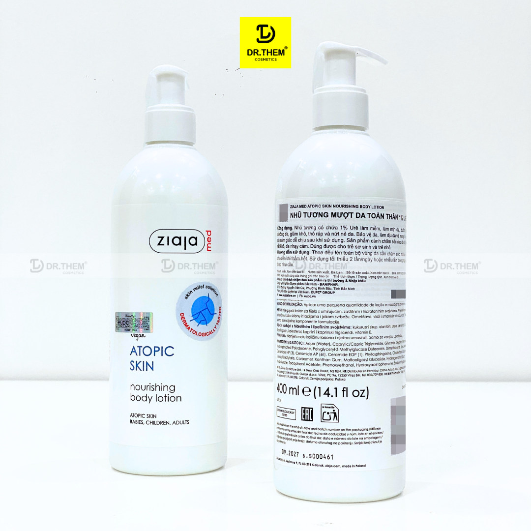 Nhũ Tương Mượt Da Toàn Thân 1% Urê Ziaja Med Atopic Skin Dermatological Formula Body Lotion Nourishing 400ml 8