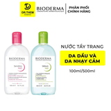  Nước Tẩy Trang Bioderma Cho Da Dầu Mụn Sebium / Da Nhạy Cảm Sensibio H2O 100ml - 250ml - 500ml 