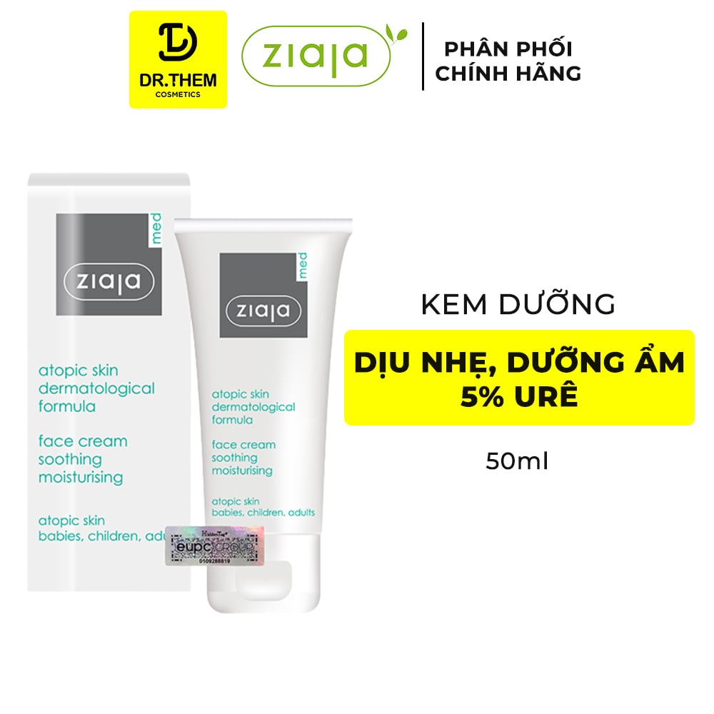 Kem Dưỡng Dịu Nhẹ Dưỡng Ẩm 5% Urê Ziaja Med Atopic Skin Dermatological Formula Face Cream 50ml 2